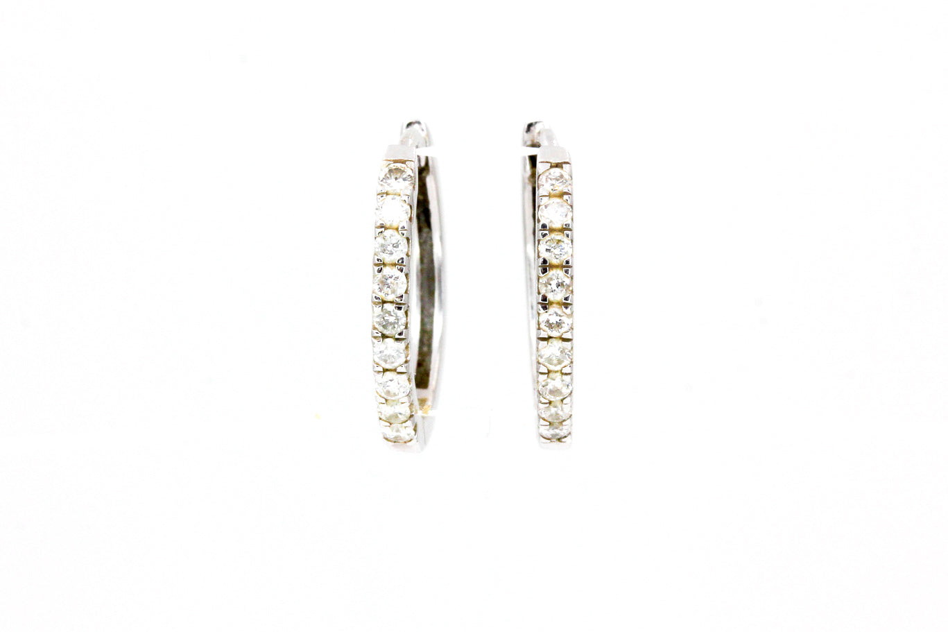 Diamond Huggie Earrings - 10k White Gold - 0.21ctw - 14mm