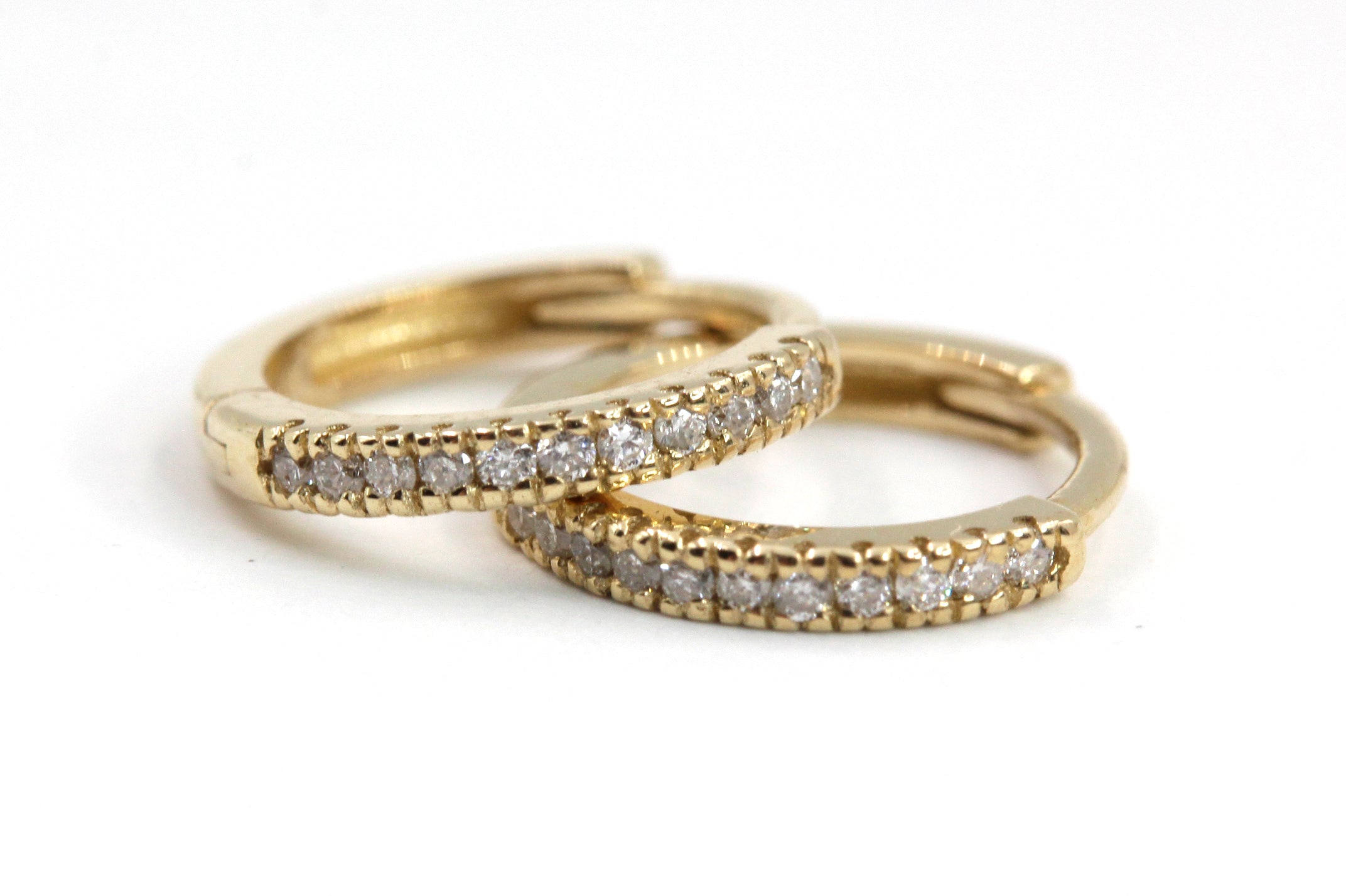 Diamond Huggie Earrings - 14k Gold - 11mm - 0.10ctw