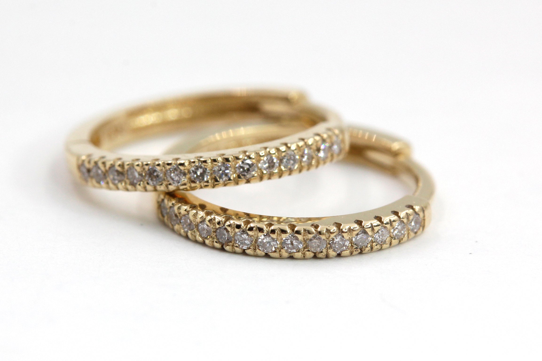 Diamond Huggie Earrings - 14k Gold - 12mm - 0.10ctw
