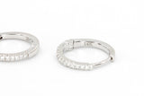 Diamond Huggie Earrings - 14k White Gold - 12mm - 0.07ctw