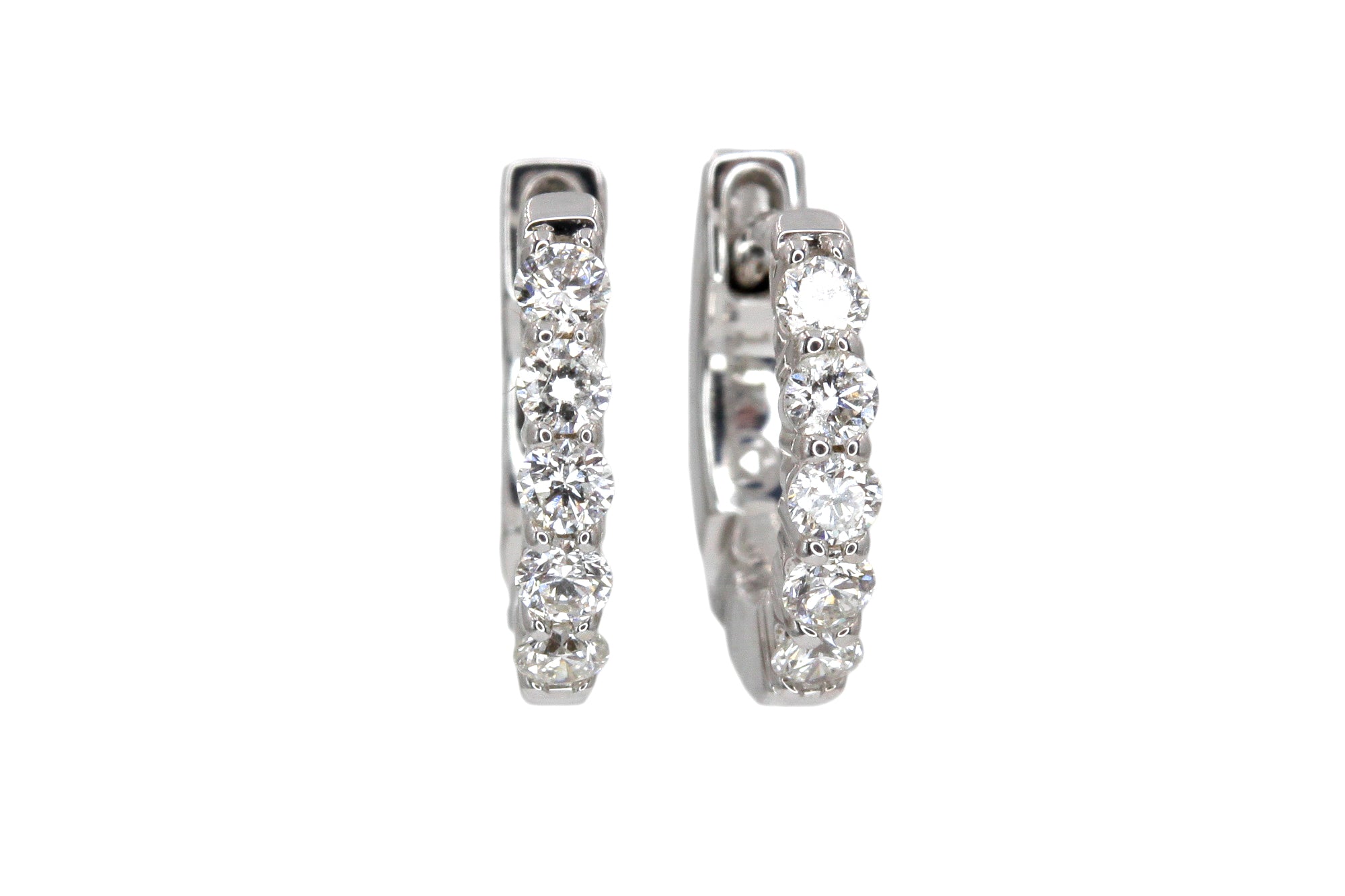Diamond Huggie Earrings - 14k White Gold - 13mm - 0.25ctw