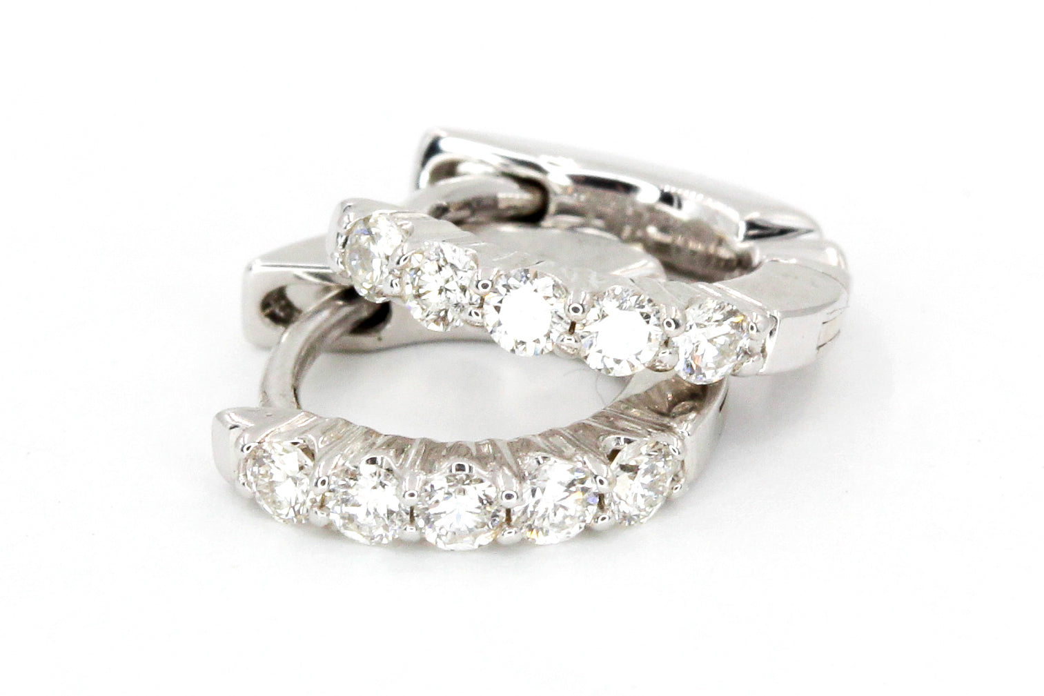 Diamond Huggie Earrings - 14k White Gold - 13mm - 0.25ctw