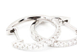 Diamond Huggie Earrings - 14k White Gold - 17mm - 0.25ctw