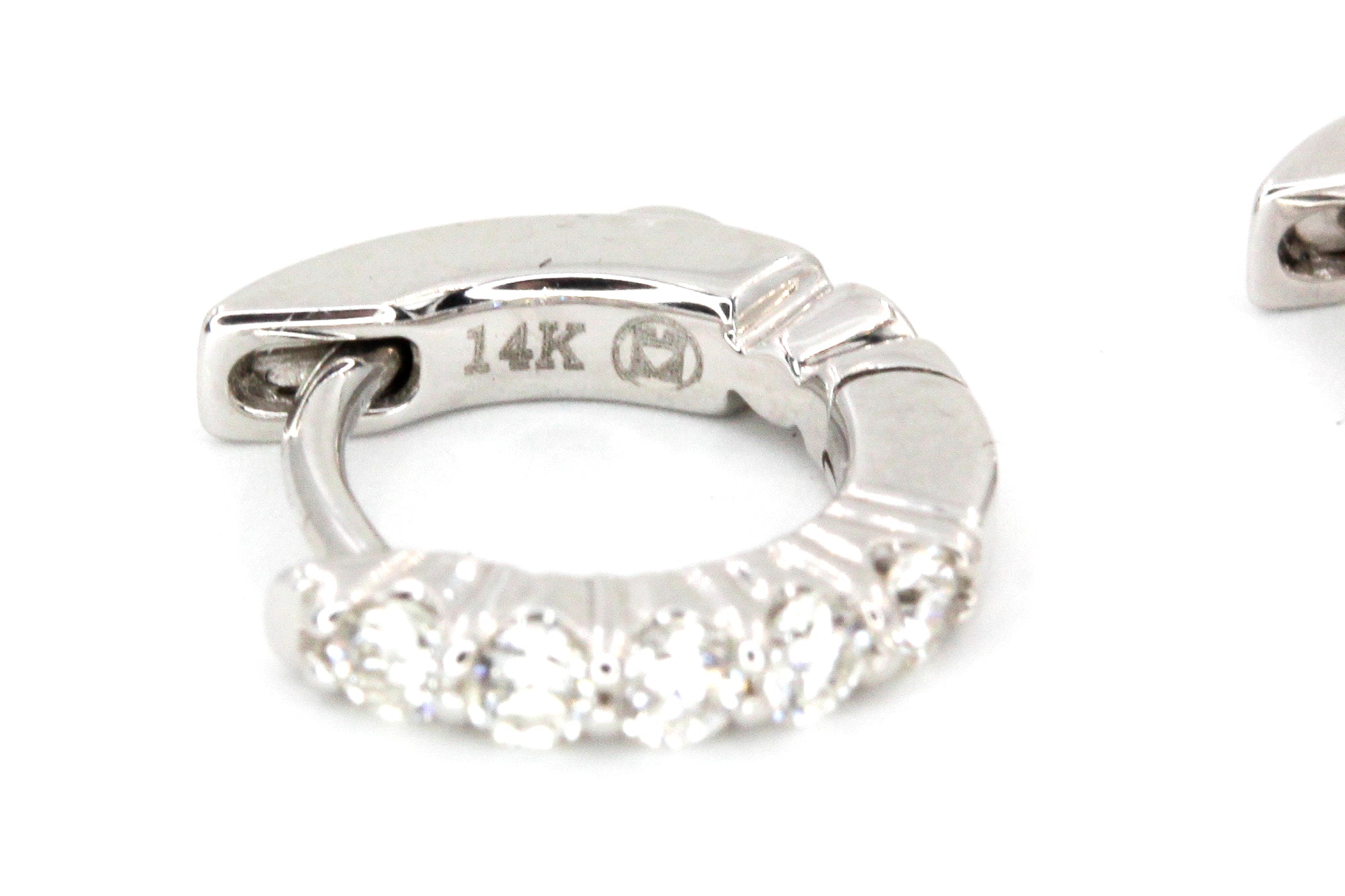 Diamond Huggie Earrings - 14k White Gold - 13mm - 0.25ctw