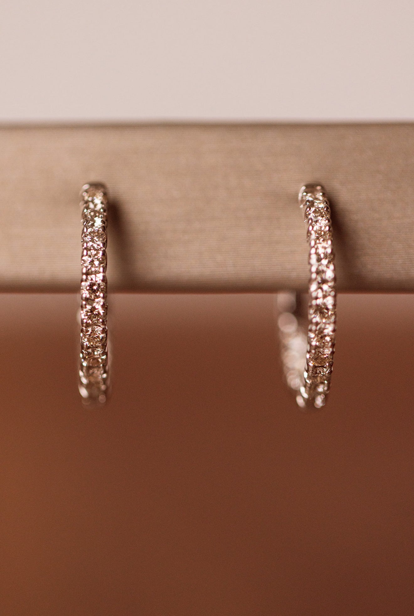 Diamond Huggie Earrings - 14k White Gold - 17mm - 0.75ctw