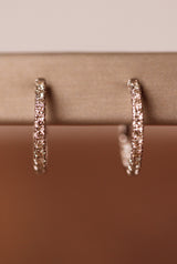 Diamond Huggie Earrings - 14k White Gold - 17mm - 0.75ctw