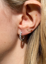 Diamond Huggie Earrings - 14k White Gold - 14mm - 0.91ctw