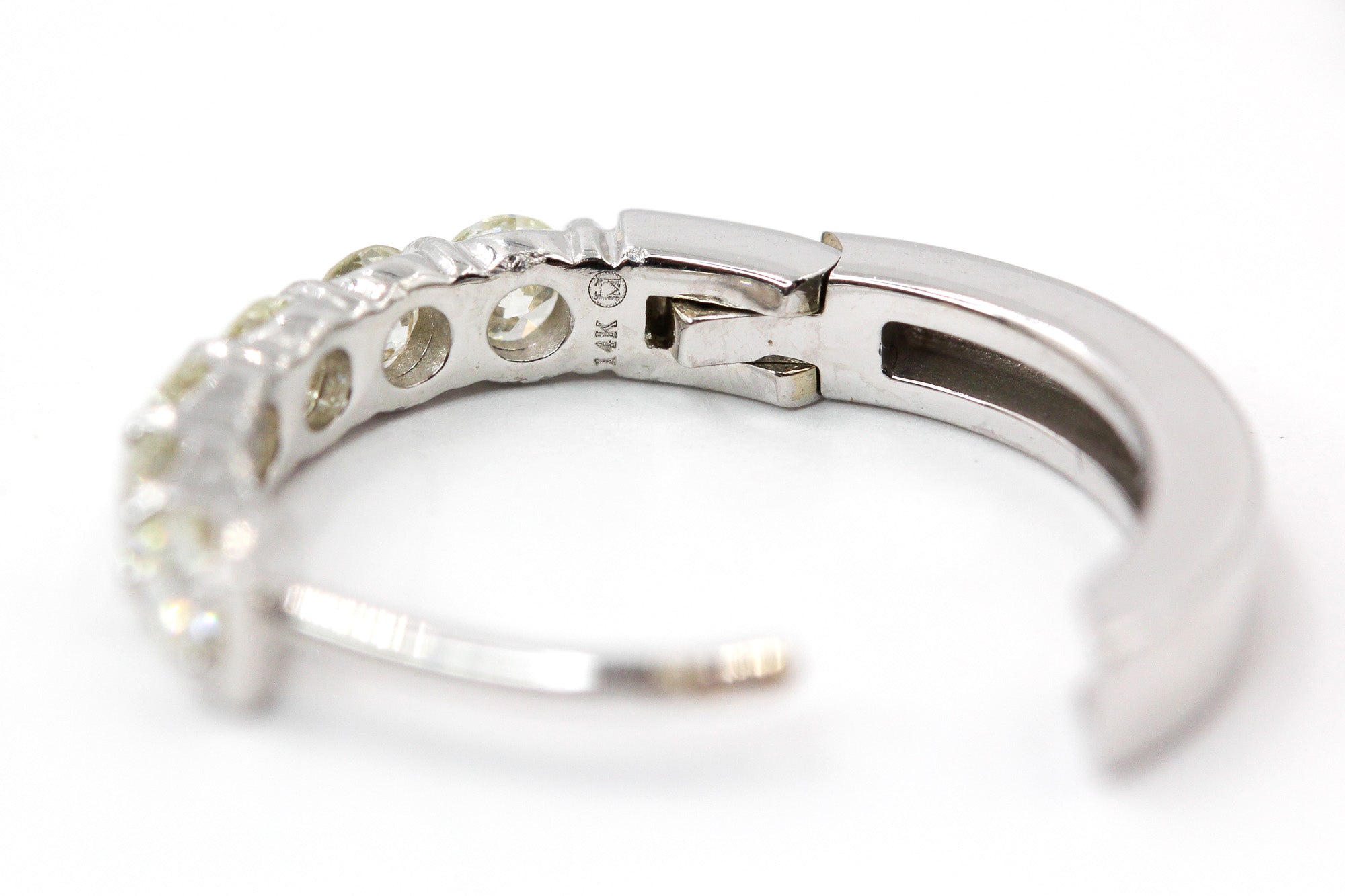 Diamond Huggie Earrings - 14k White Gold - 14mm - 0.91ctw
