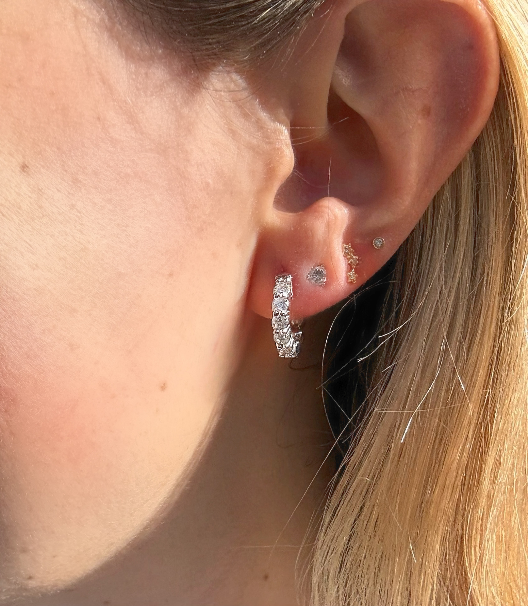 Diamond Huggie Earrings - 14k White Gold - 15mm - 1.00ctw