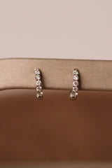 Diamond Huggie Earrings - 14k White Gold - 15mm - 1.00ctw