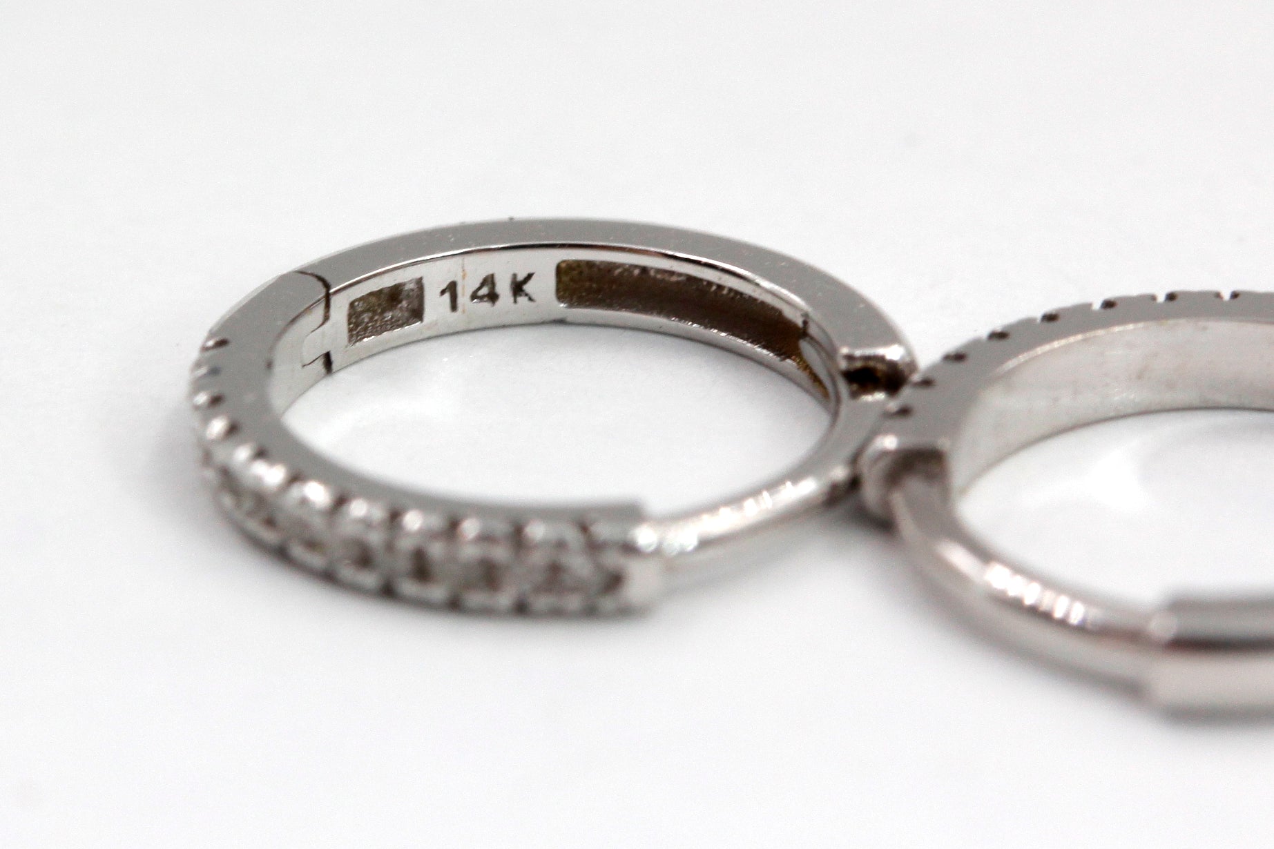 Diamond Huggie Earrings - 14k White Gold - 10mm - 0.10ctw