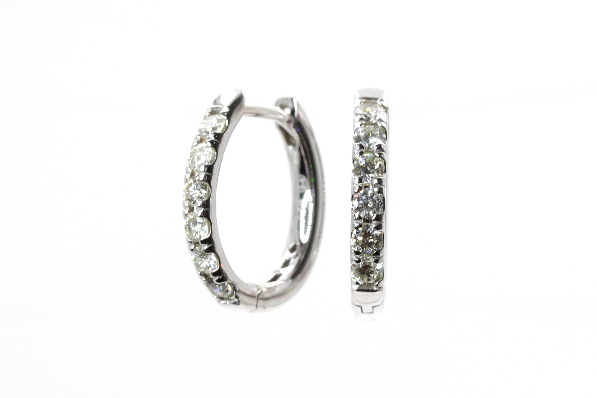 Diamond Huggie Earrings - 14k White Gold - 16mm - 0.50ctw