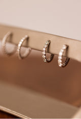 Diamond Huggie Earrings - 14k White Gold - 16mm - 0.50ctw