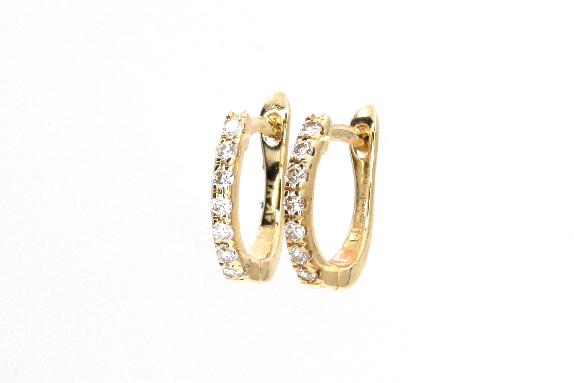 Diamond Huggie Earrings - 14k Yellow Gold - 10mm - 0.15ctw