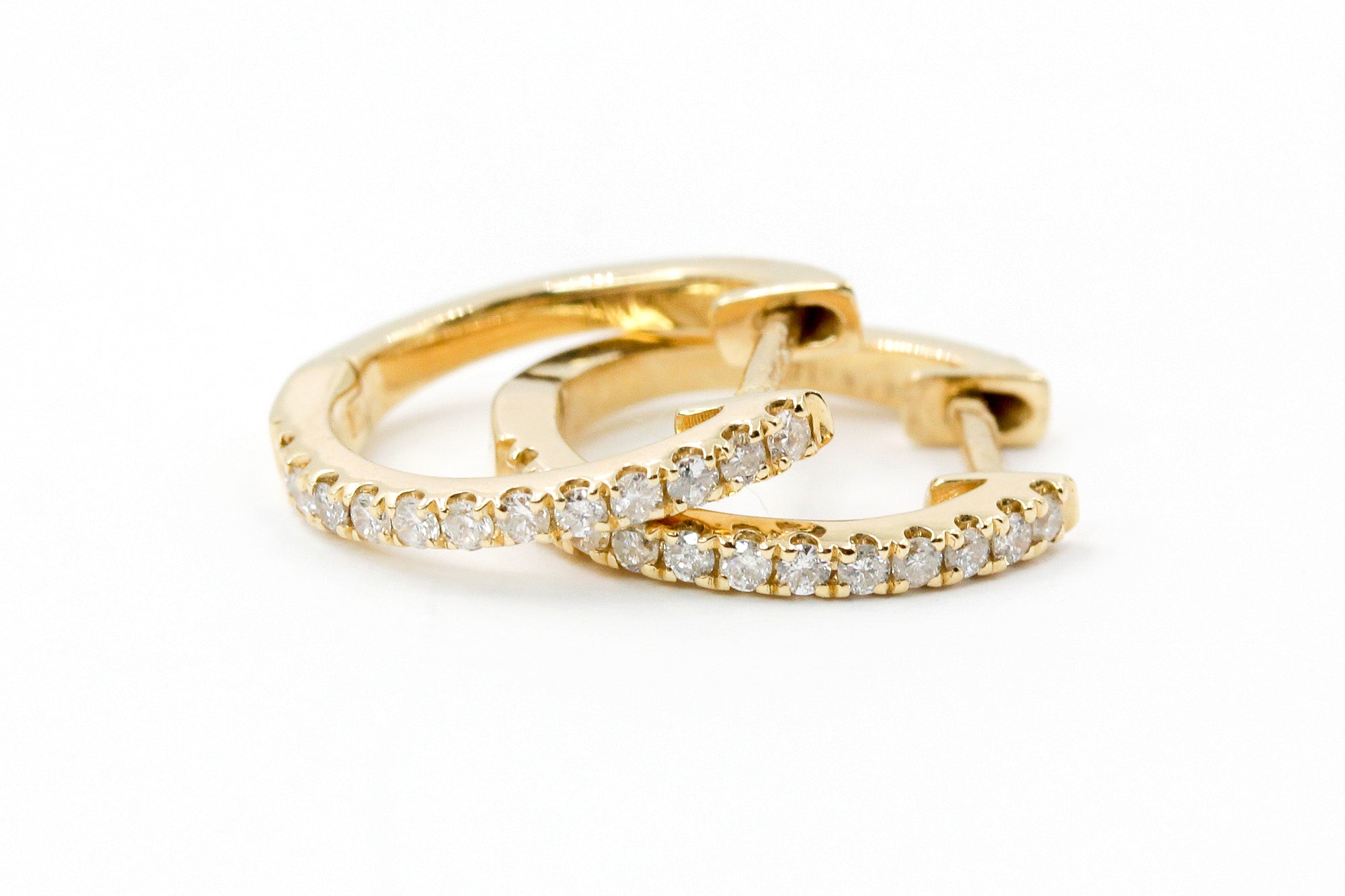 Diamond Huggie Earrings - 14k Yellow Gold - 16mm - 0.24ctw