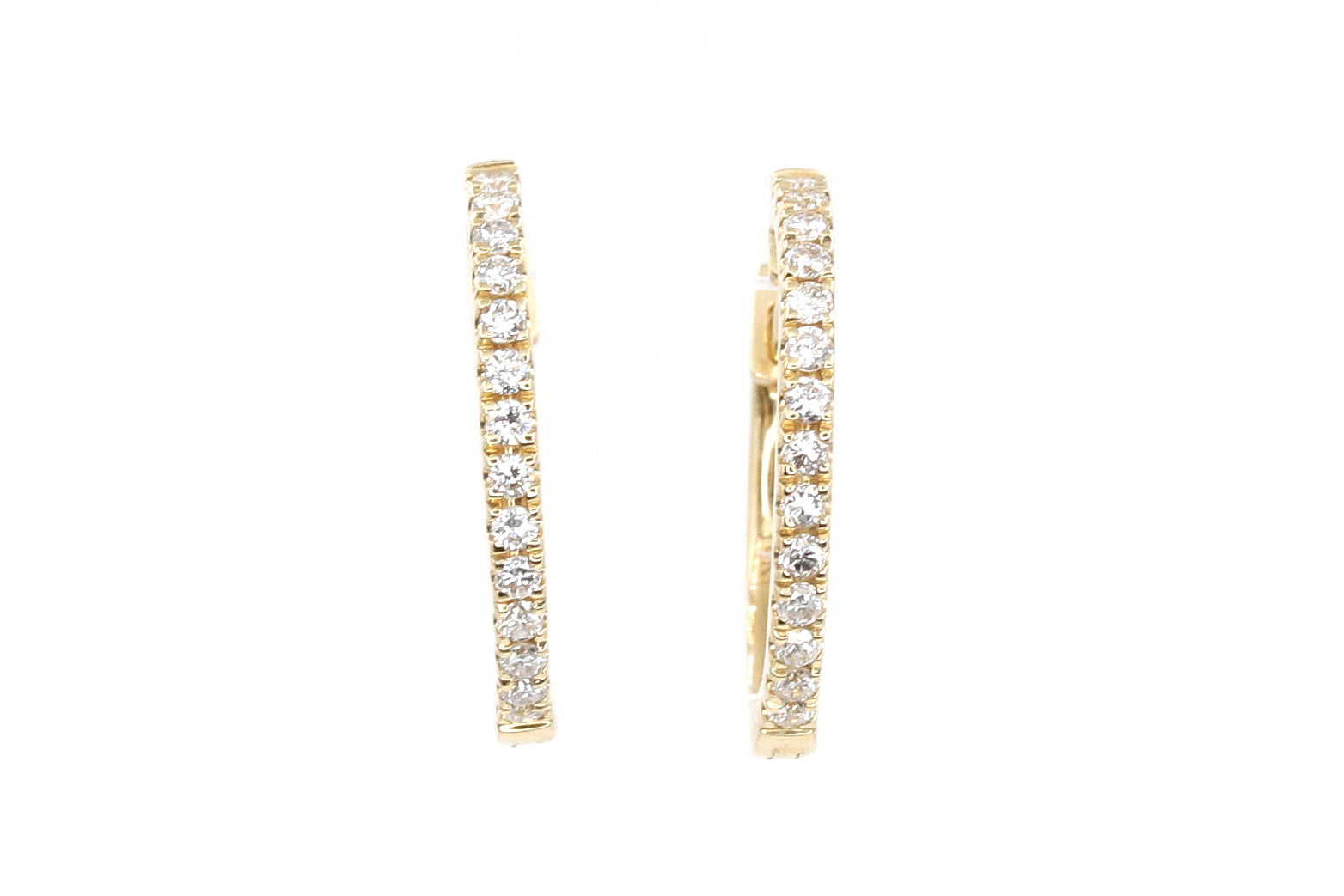 Diamond Huggie Earrings - 14k Yellow Gold - 14mm - 0.25ctw