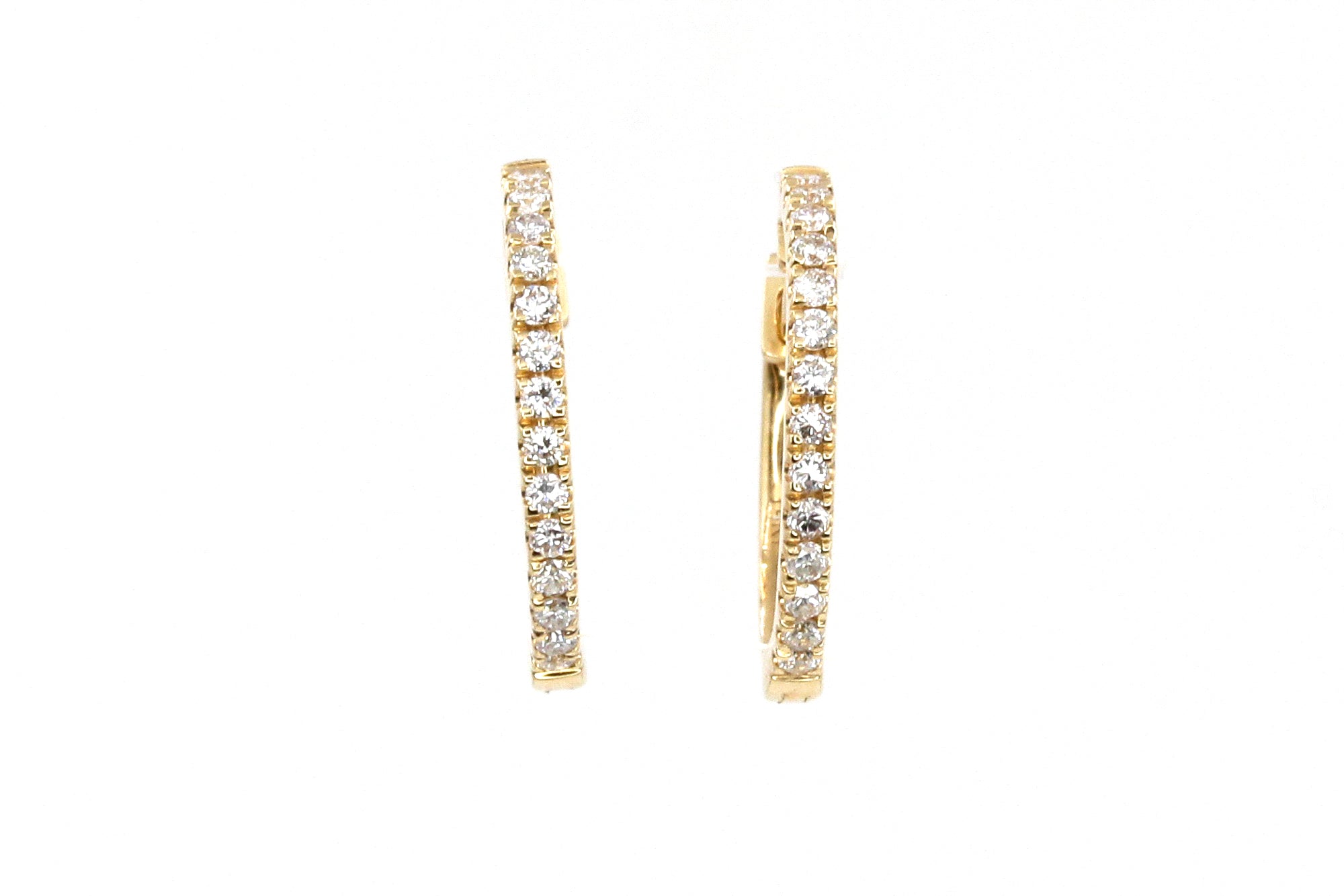 Diamond Huggie Earrings - 14k Yellow Gold - 14mm - 0.25ctw