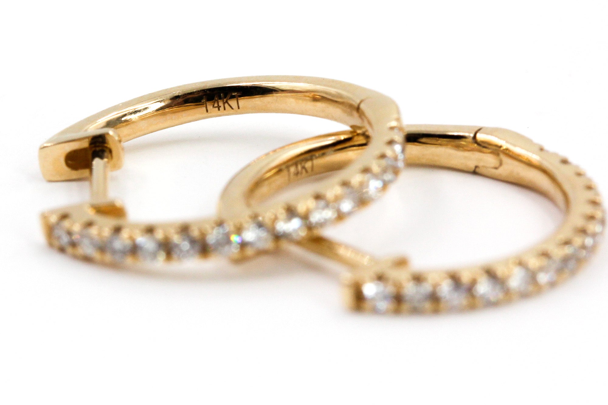 Diamond Huggie Earrings - 14k Yellow Gold - 14mm - 0.25ctw