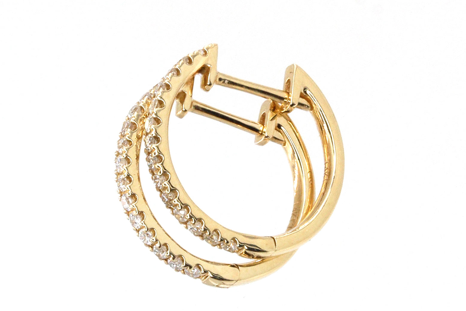 Diamond Huggie Earrings - 14k Yellow Gold - 14mm - 0.25ctw