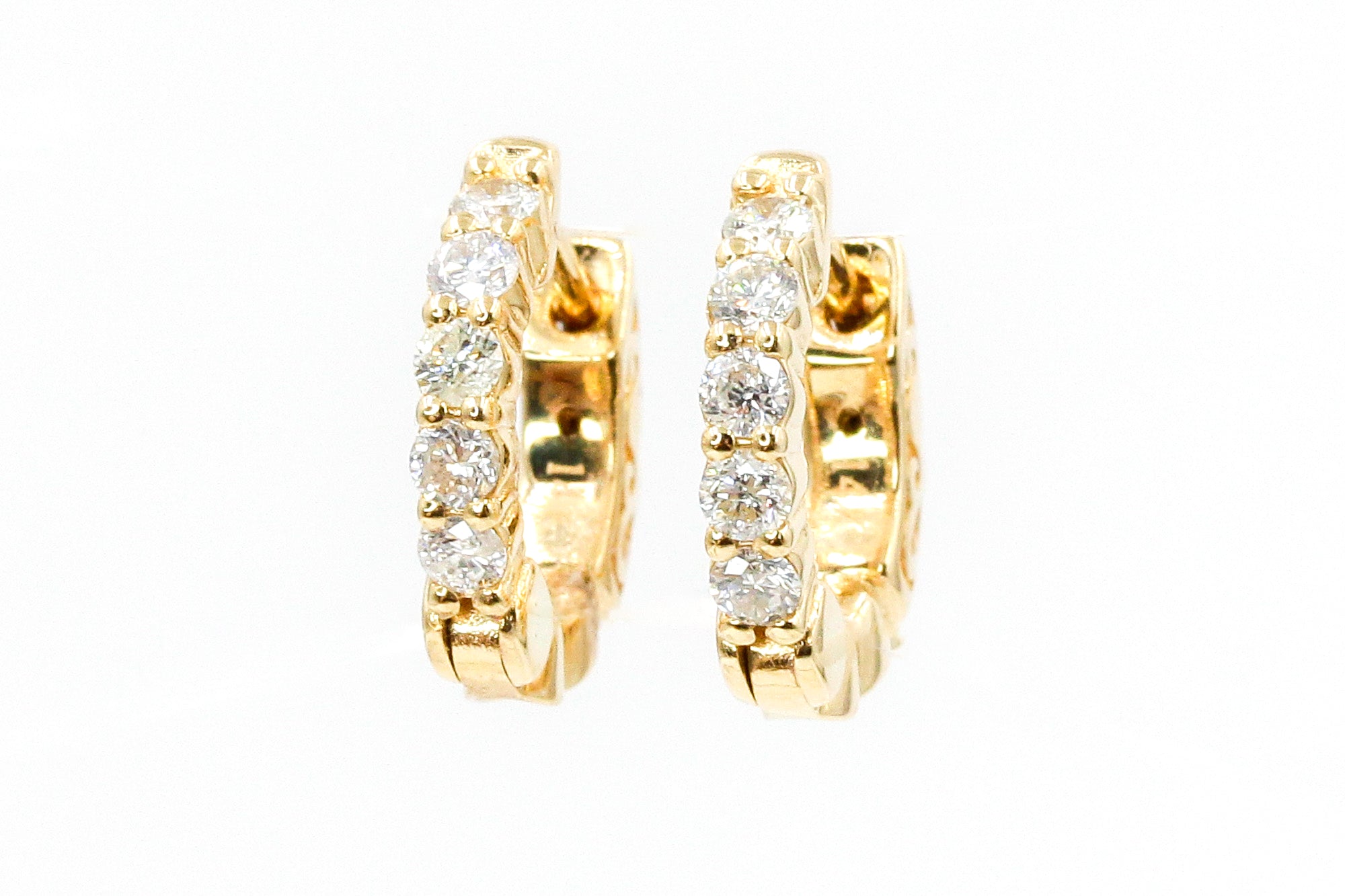 Diamond Huggie Earrings - 14k Yellow Gold - 12mm - 0.45ctw
