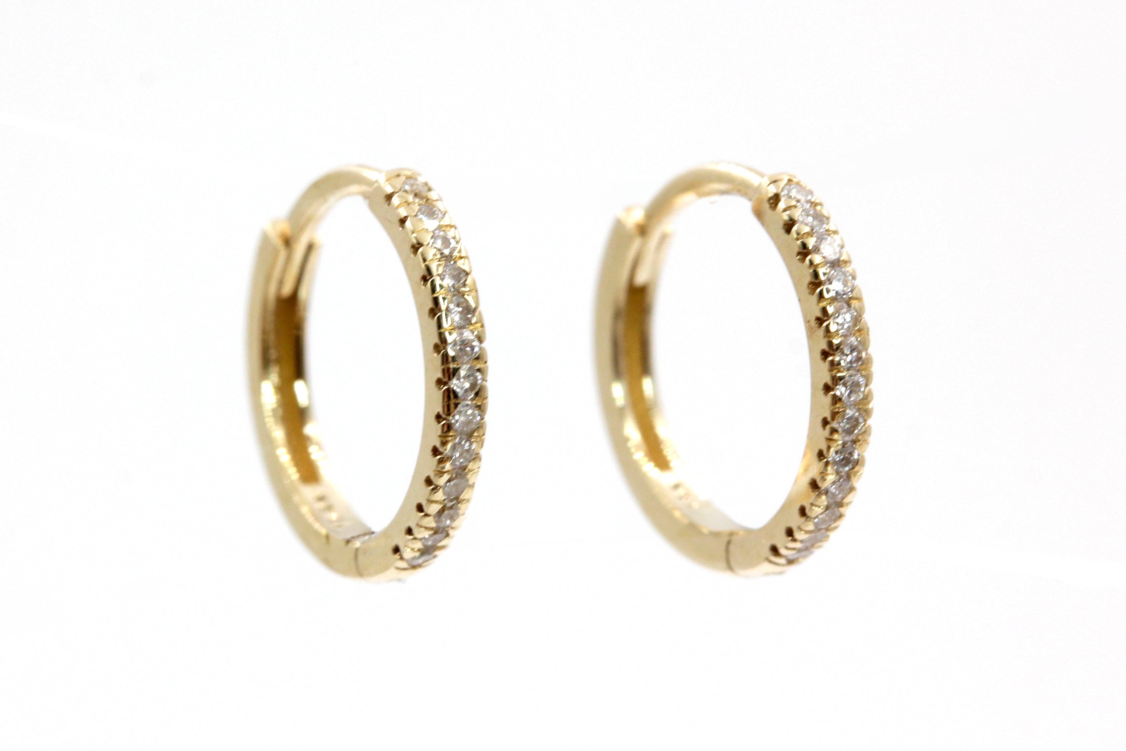 Diamond Huggie Earrings - 14k Yellow Gold - 11mm - 0.10ctw