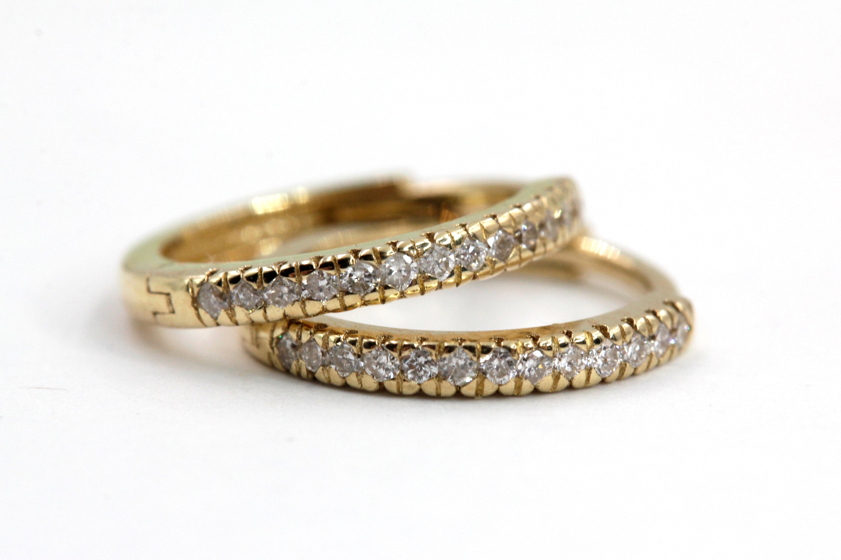 Diamond Huggie Earrings - 14k Yellow Gold - 11mm - 0.10ctw