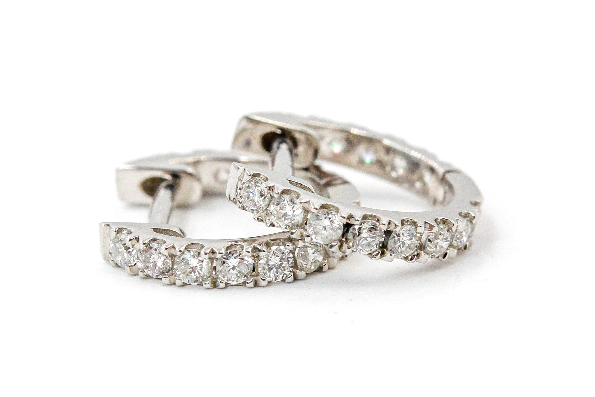 Diamond Huggie Earrings - 18k White Gold - 8mm - 0.28ctw