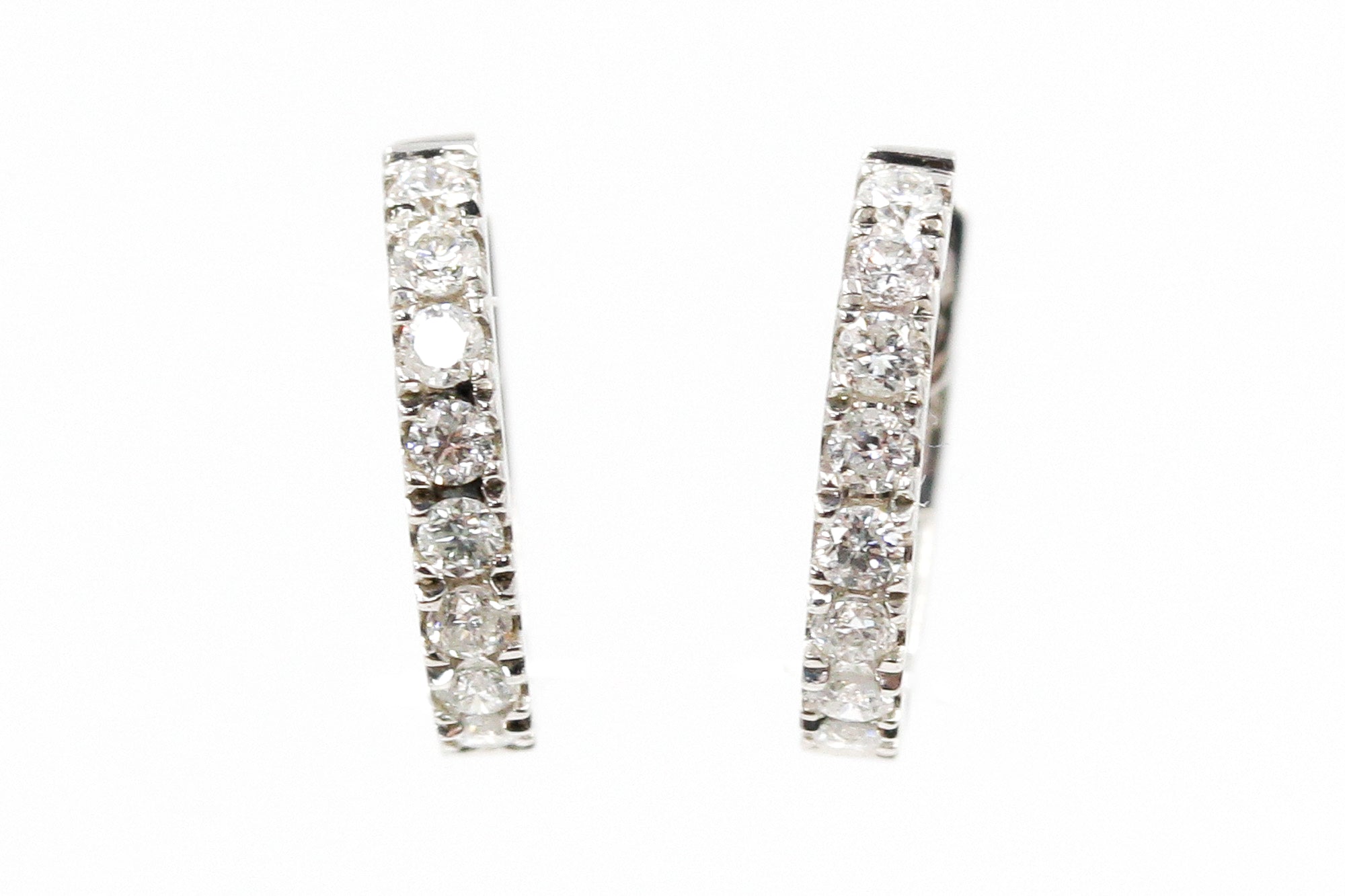 Diamond Huggie Earrings - 18k White Gold - 8mm - 0.28ctw