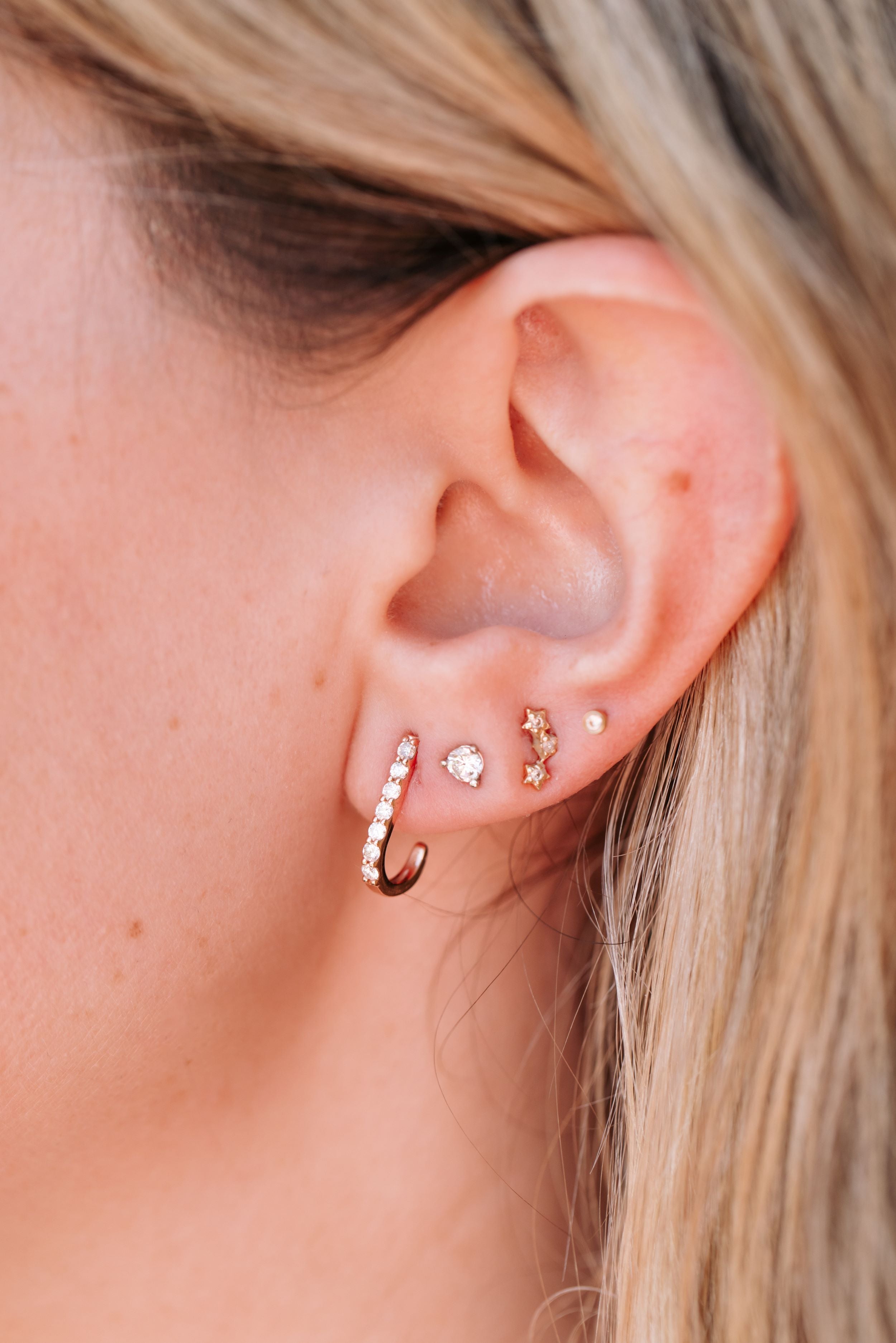 Diamond "J" Huggie Earrings - 14k Rose Gold - 0.33ctw