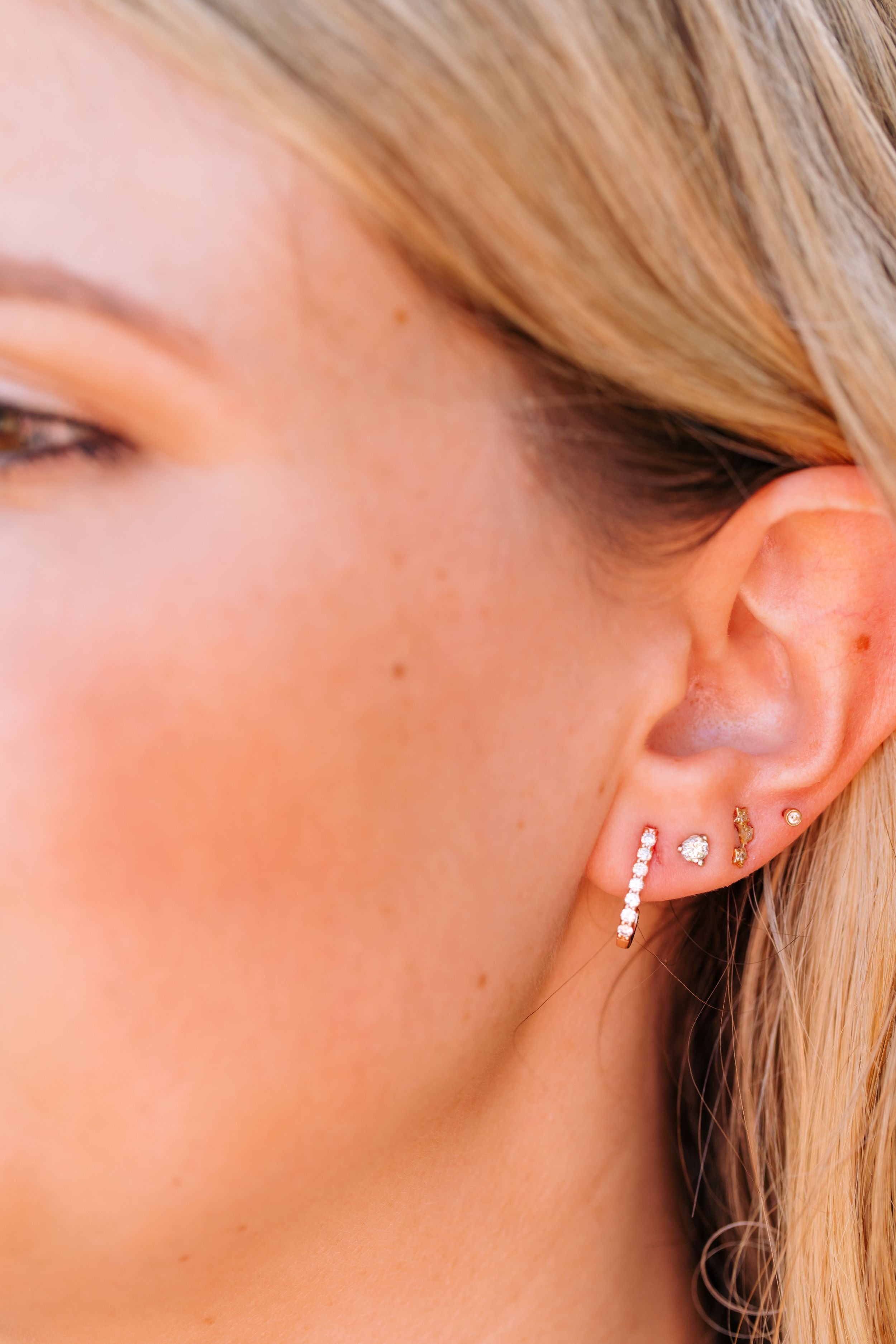 Diamond "J" Huggie Earrings - 14k Rose Gold - 0.33ctw