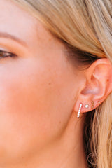 Diamond "J" Huggie Earrings - 14k Rose Gold - 0.33ctw