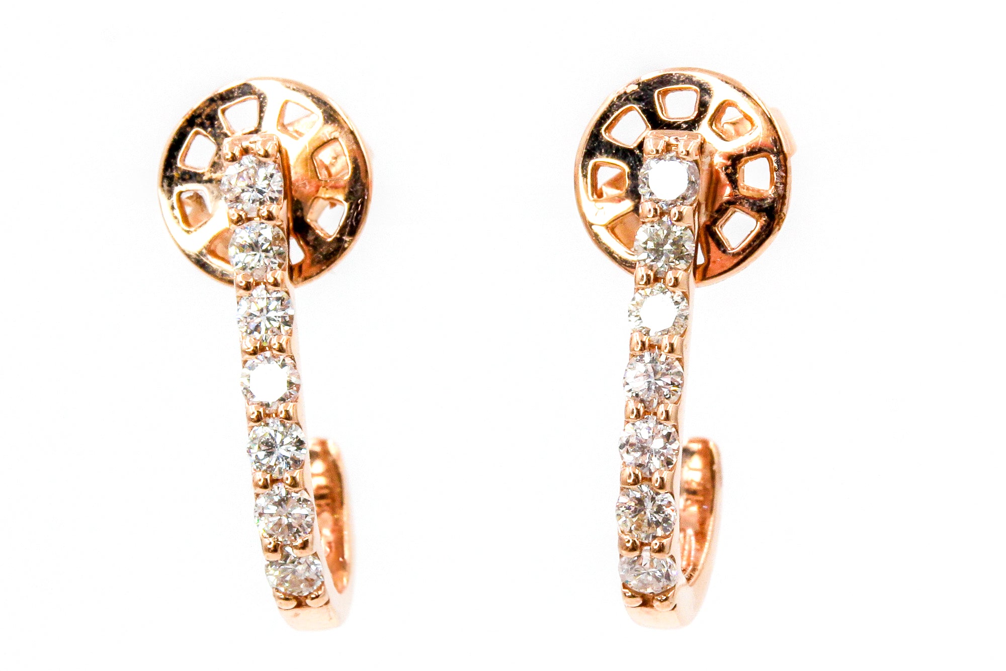 Diamond "J" Huggie Earrings - 14k Rose Gold - 0.33ctw