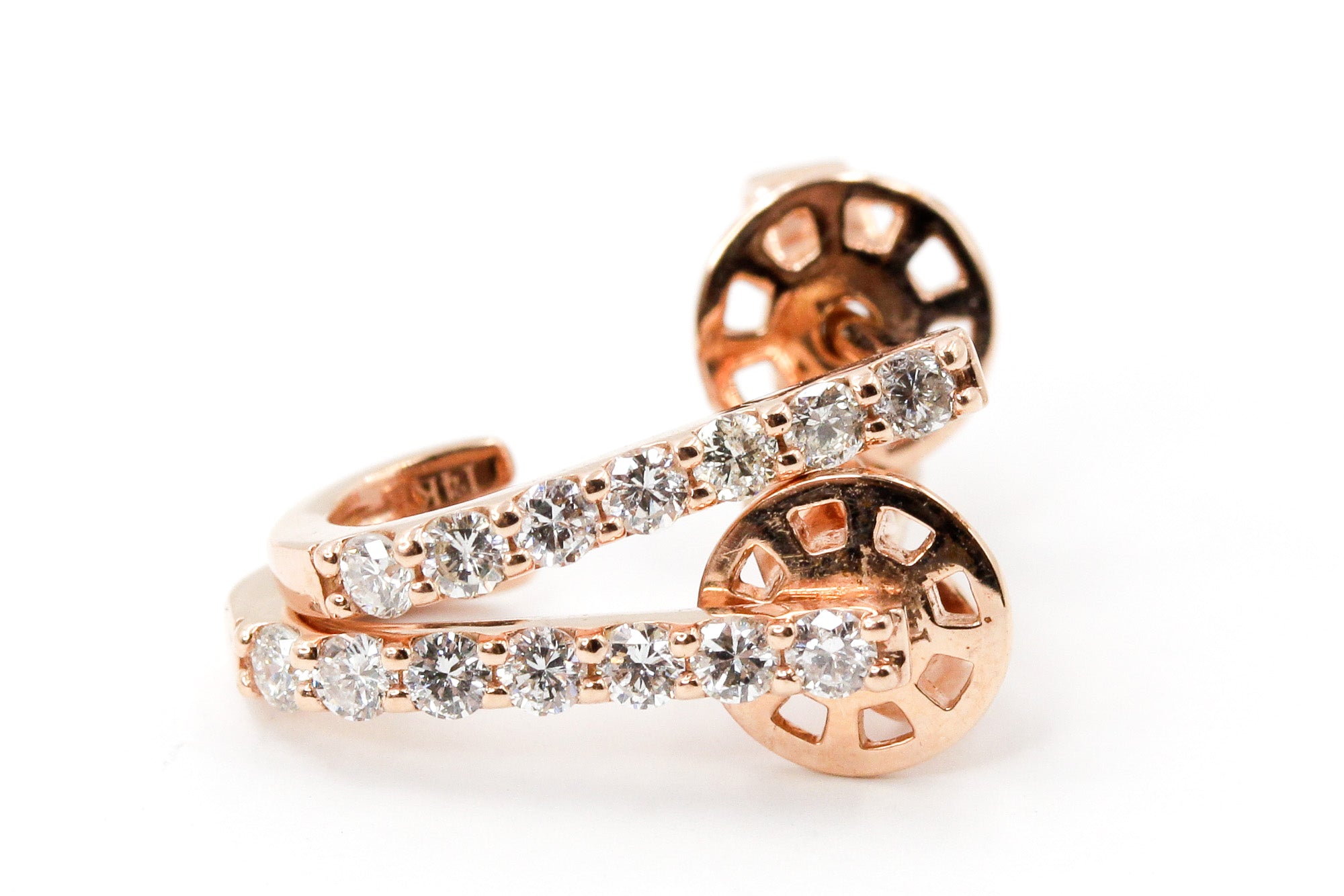 Diamond "J" Huggie Earrings - 14k Rose Gold - 0.33ctw