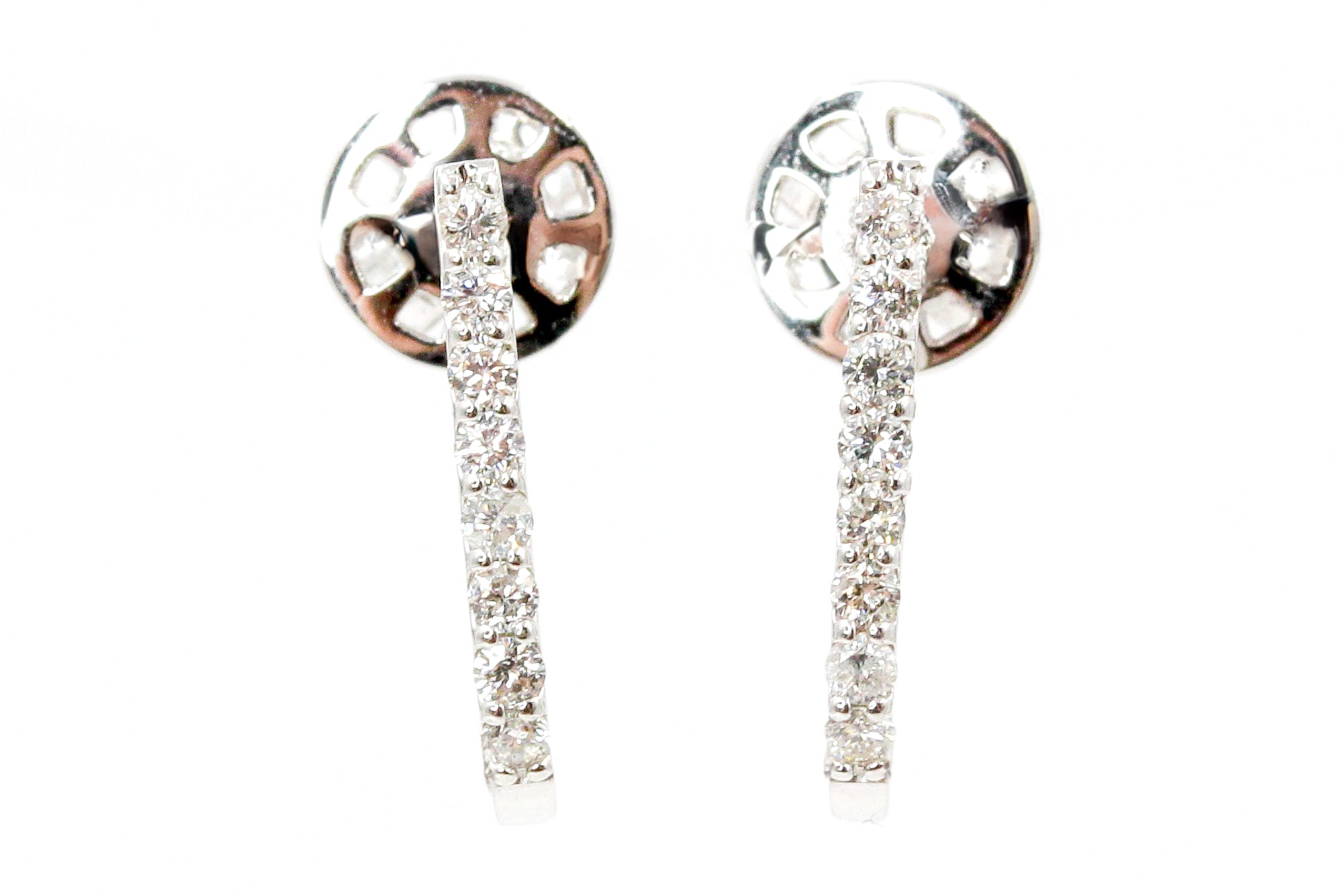 Diamond "J" Huggie Earrings - 14k White Gold - 0.25ctw
