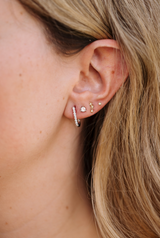 Diamond "J" Huggie Earrings - 14k White Gold - 0.25ctw