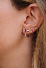 Diamond "J" Huggie Earrings - 14k White Gold - 0.25ctw