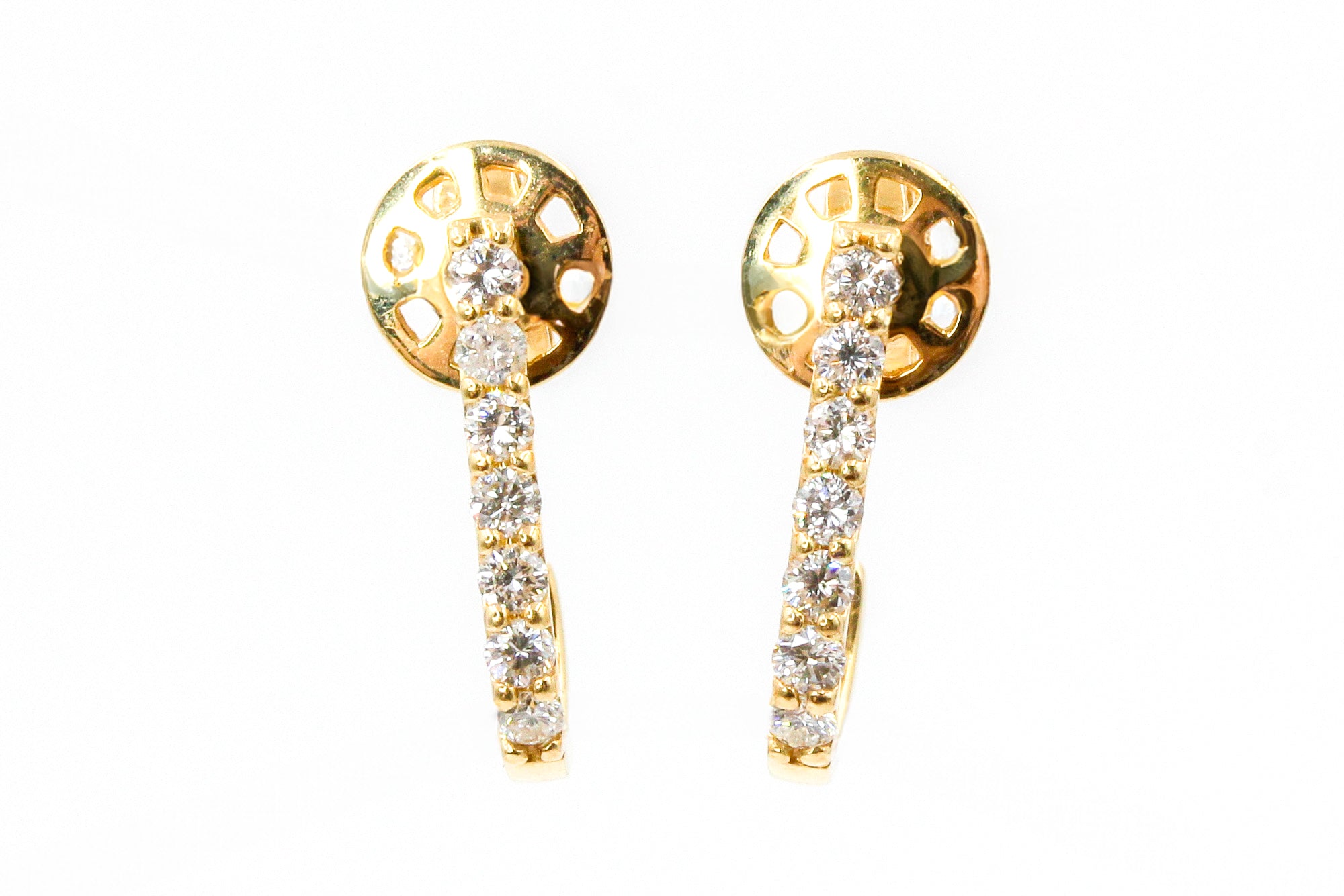 Diamond "J" Huggie Earrings - 14k Yellow Gold - 0.35ctw