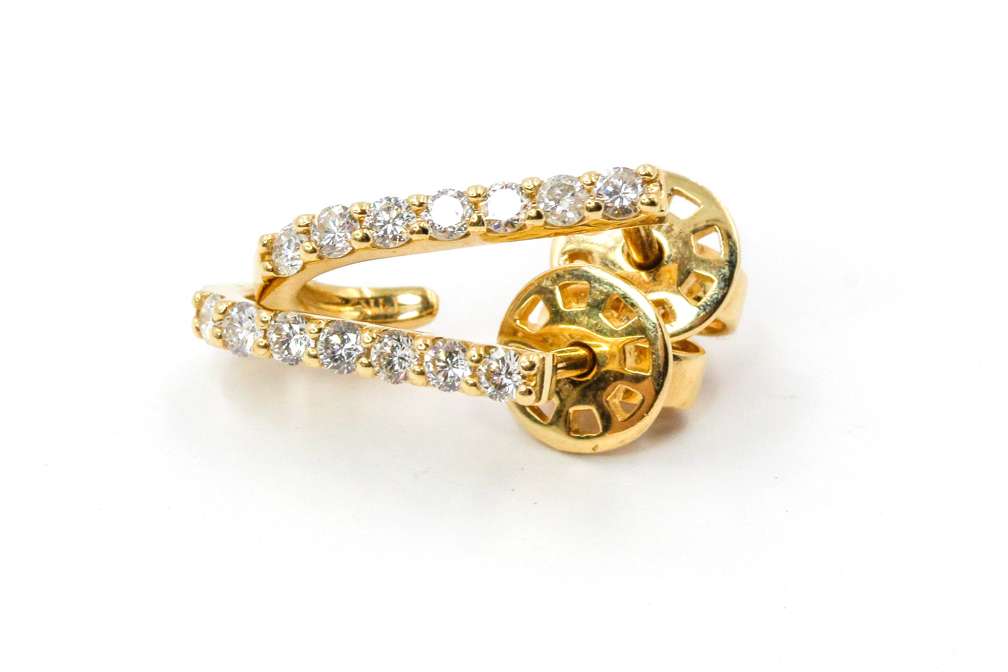 Diamond "J" Huggie Earrings - 14k Yellow Gold - 0.35ctw