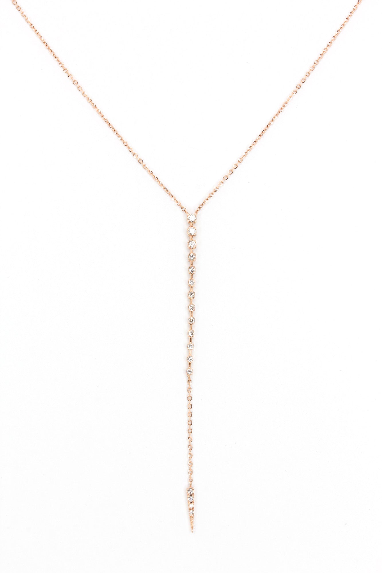 Diamond Lariat Necklace - 14k Rose Gold - 0.15 ctw