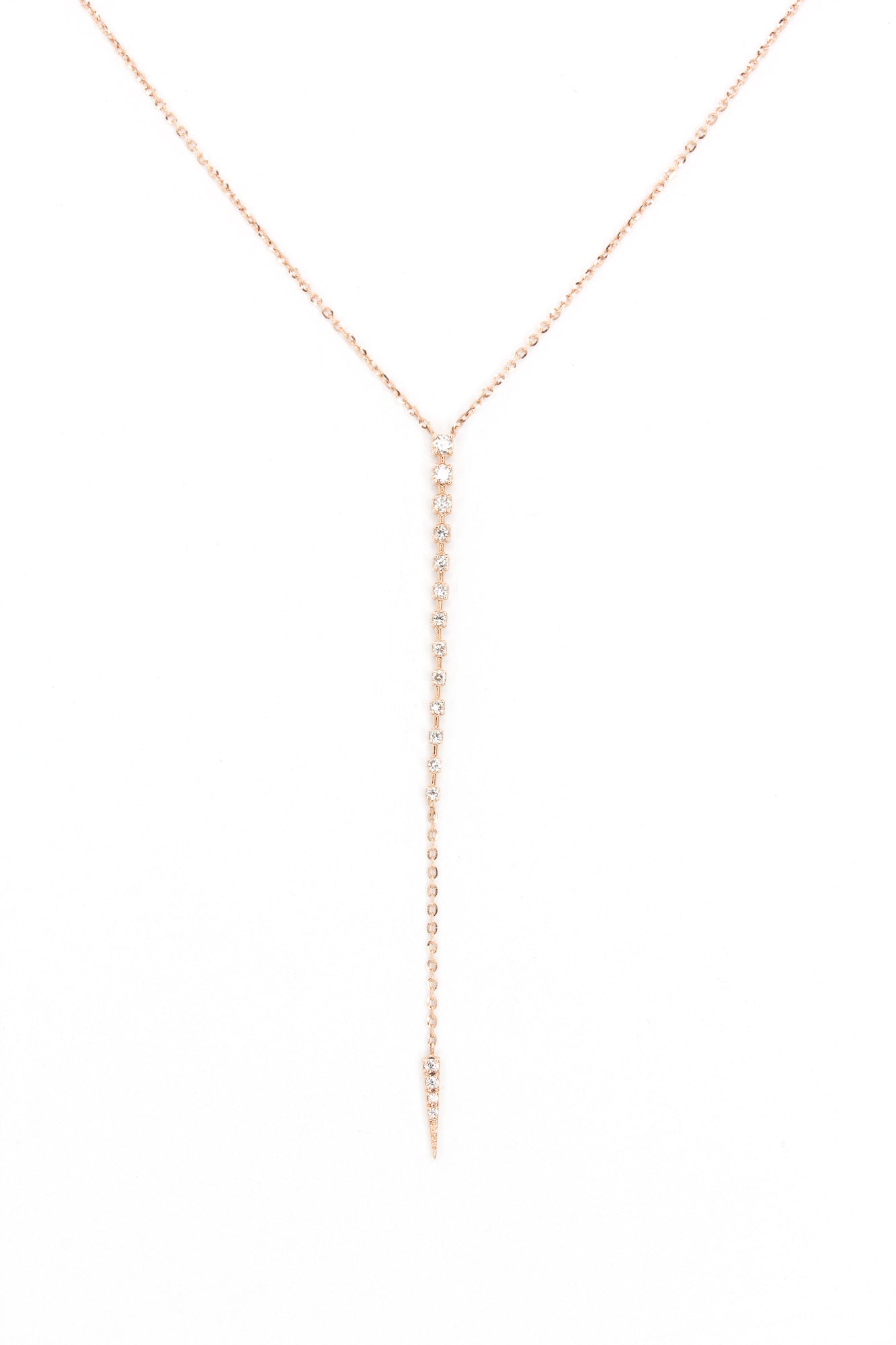 Diamond Lariat Necklace - 14k Rose Gold - 0.15 ctw