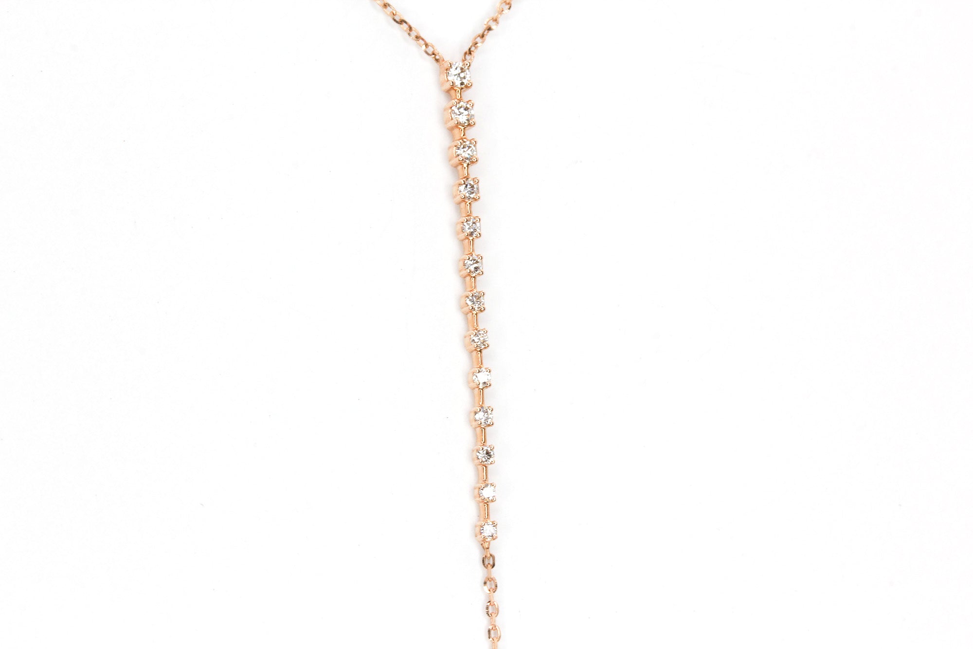Diamond Lariat Necklace - 14k Rose Gold - 0.15 ctw