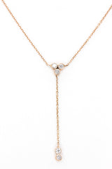 Diamond Lariat Necklace -  14k Rose Gold - 0.26ctw