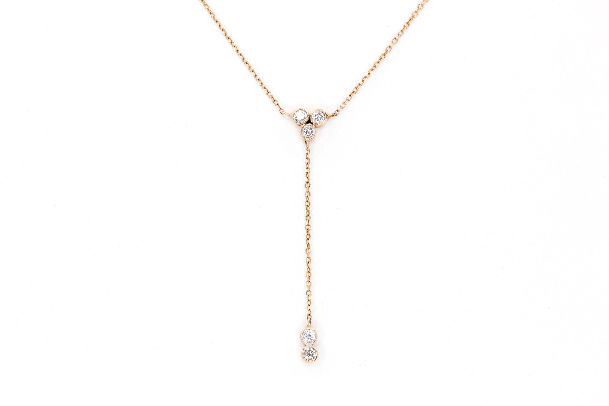 Diamond Lariat Necklace -  14k Rose Gold - 0.26ctw