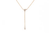 Diamond Lariat Necklace -  14k Rose Gold - 0.26ctw