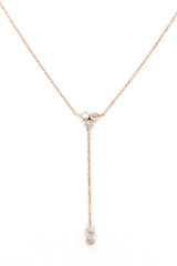 Diamond Lariat Necklace -  14k Rose Gold - 0.26ctw