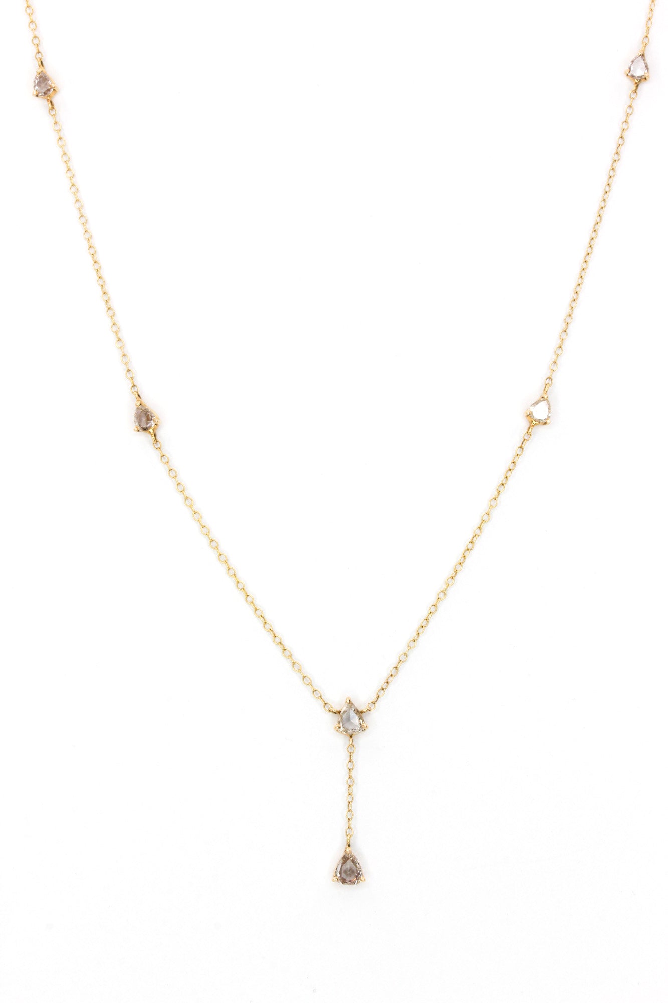 Diamond Lariat Necklace -  14k Yellow Gold - 0.84ctw