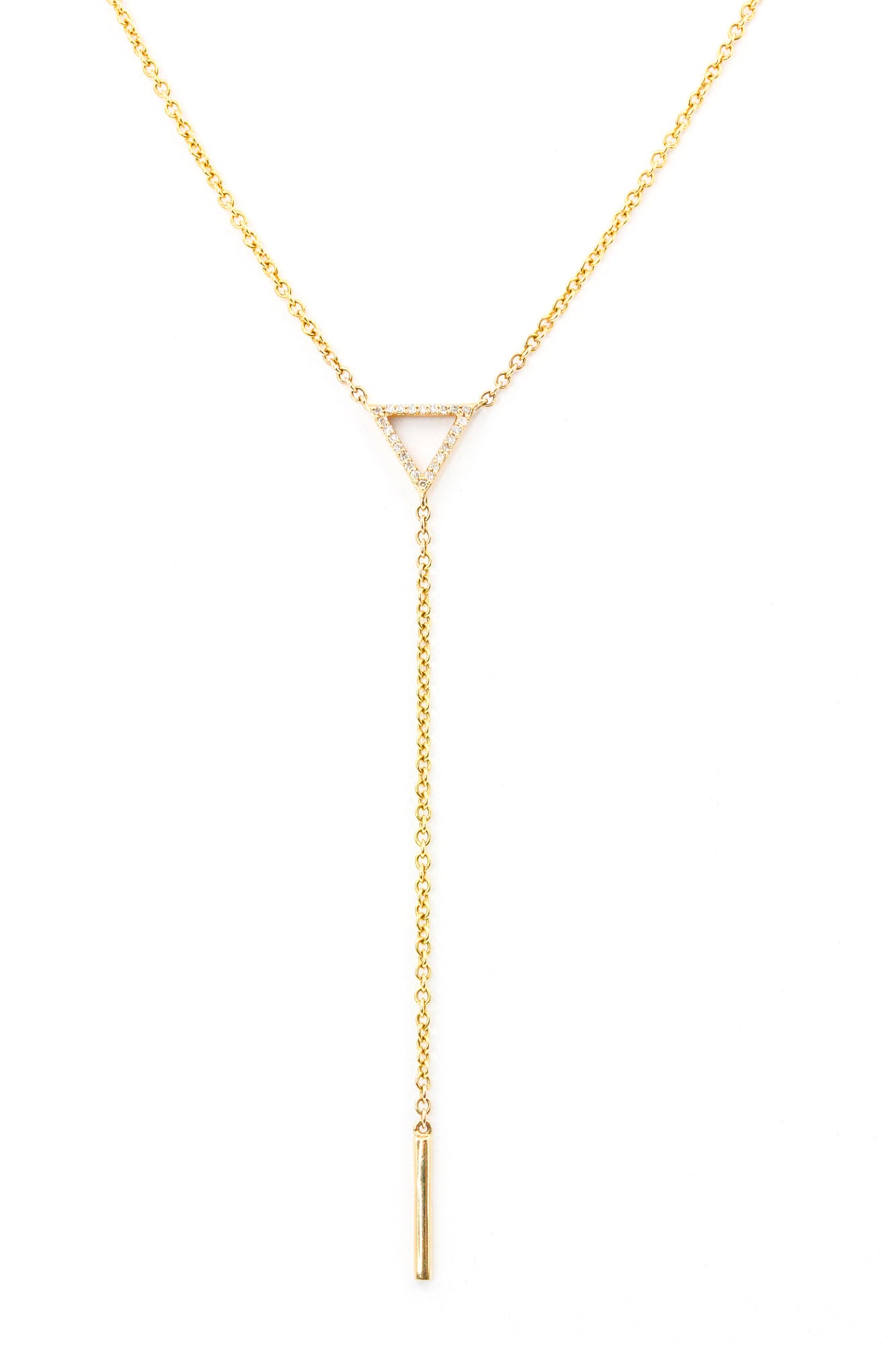 Diamond Lariat Necklace - 10k Yellow Gold - 0.10ctw