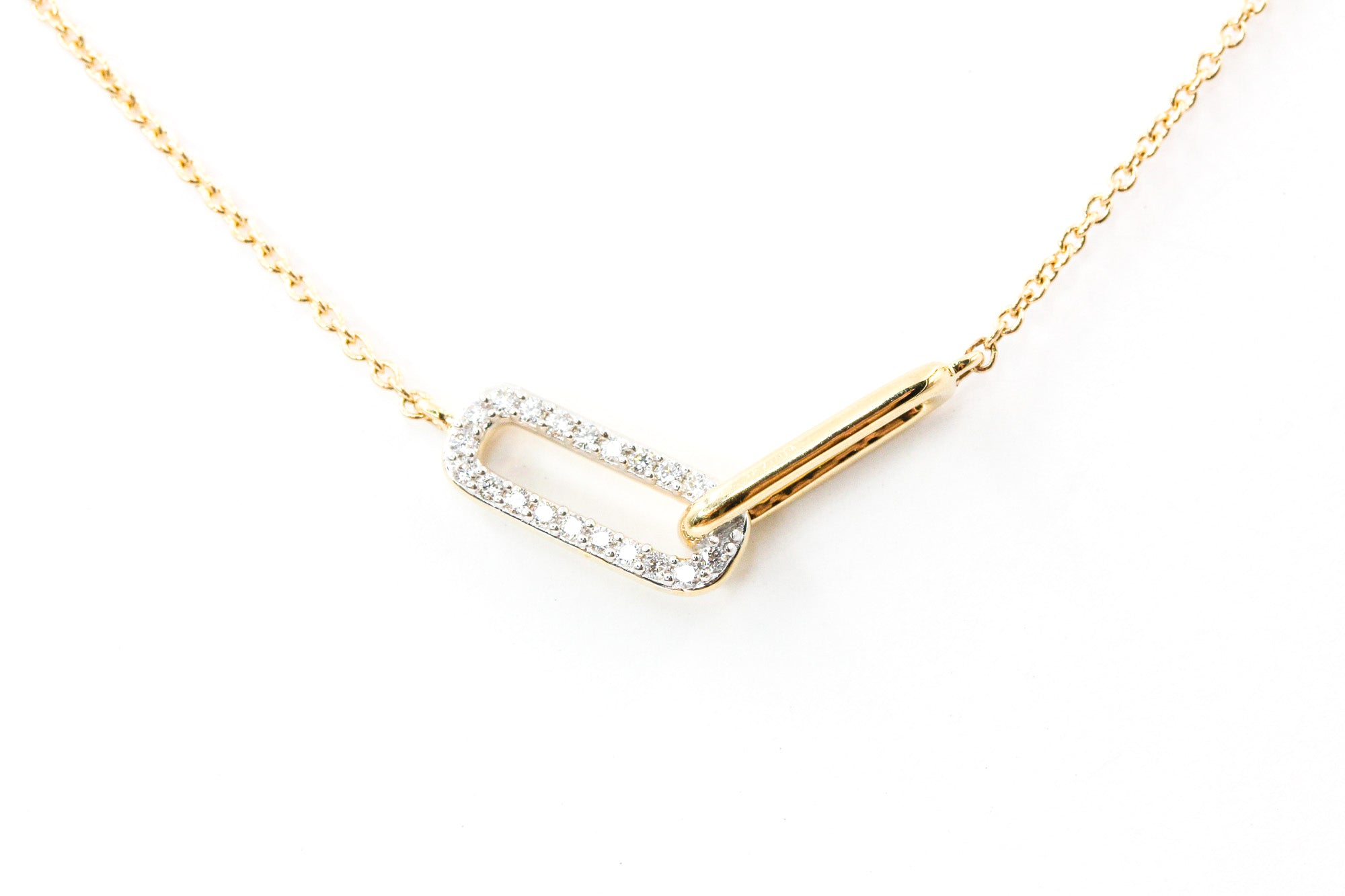 Diamond Link Necklace - 14k Yellow Gold - 0.10ctw