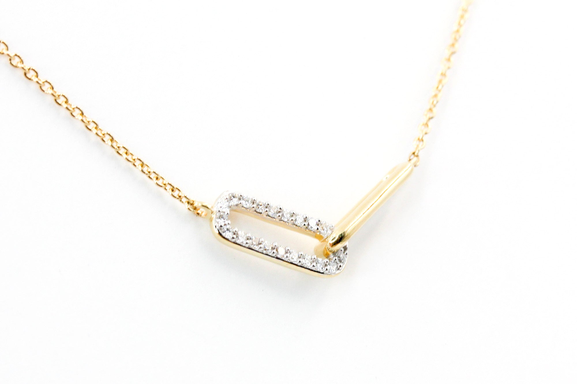 Diamond Link Necklace - 14k Yellow Gold - 0.10ctw
