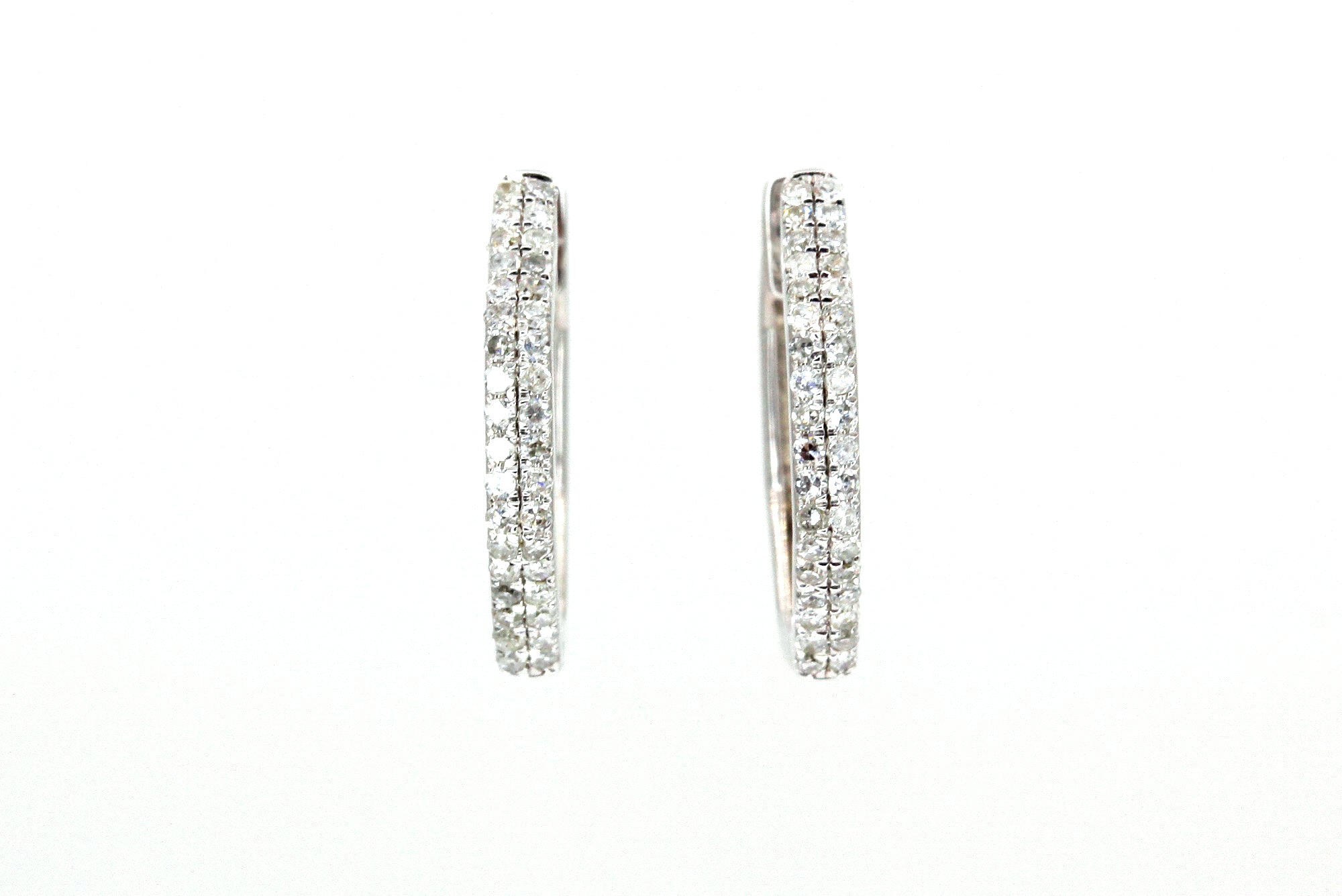 Diamond Octagon Huggie Earrings - 10k White Gold - 0.22ctw